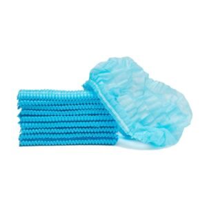 Mop Caps 18″ (Blue / White, Single Stitch) - 1 Pack (100 caps)
